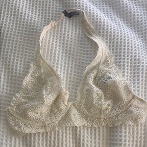 Aerie Cream Lace Bralette with Plunging Neckline